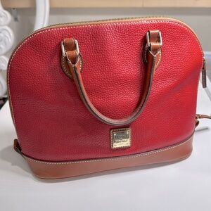 Dooney & Bourke red pebble leather dome satchel